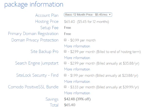 Bluehost Pricing