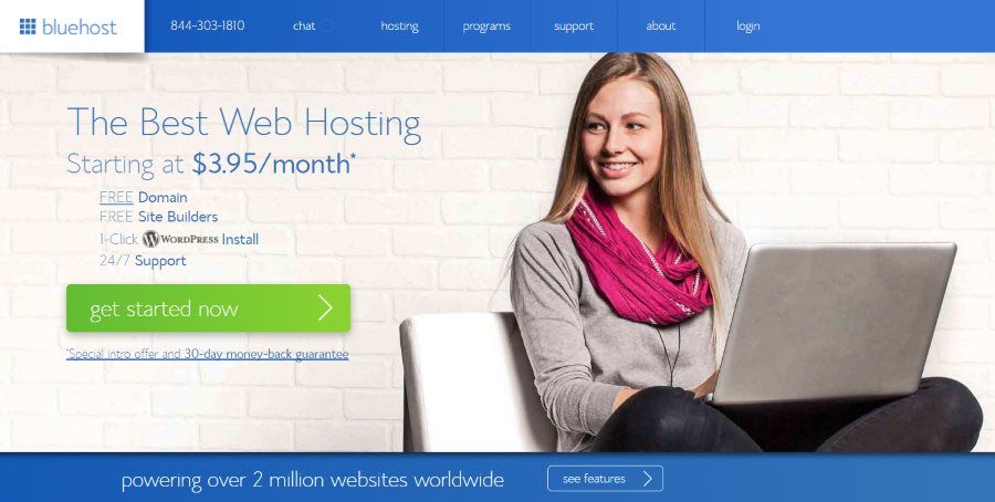 Bluehost homepage