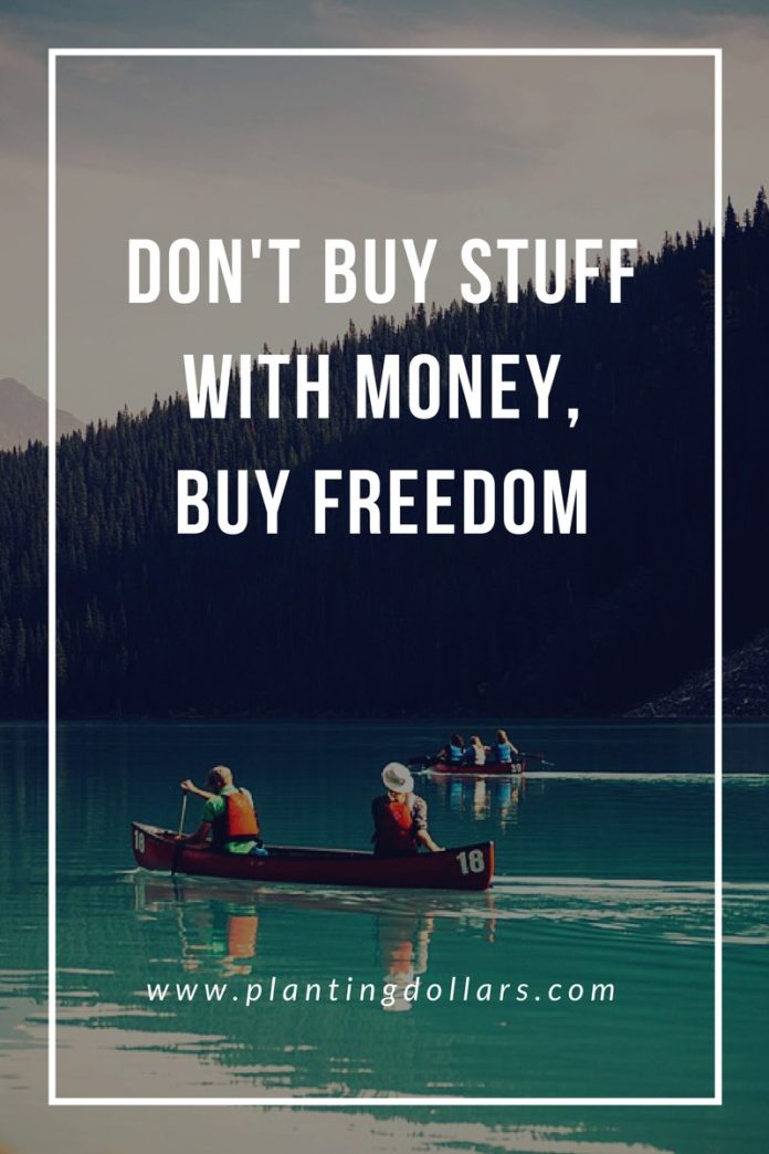 Don't buy stuff with money buy freedom